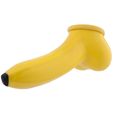 Latex Banana Penis Extension 15 cm - Yellow - Smooth Surface with Balls