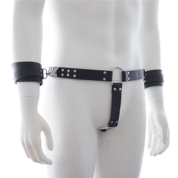 Men's restraint briefs with handcuffs - Vegan Leather
