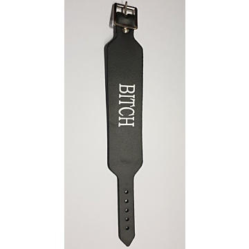  BITCH PRINT LEATHER WRISTBAND BLACK