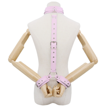 3-in-1 SM Bondage Set with Collar and Handcuffs Pink