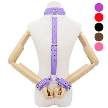 3-in-1 SM Bondage Set with Collar and Handcuffs Purple