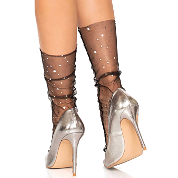 Tulle Star and moons socks - Black