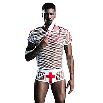 Sexy Assistant Costume 4 Pieces White / Red S / L