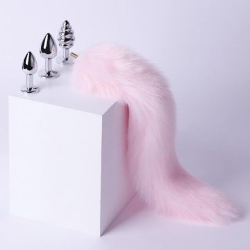 Set Long Tail with 3 Anal Plugs Pink