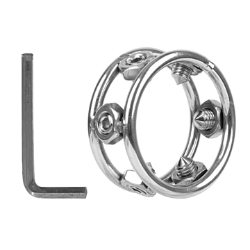 Penis Ring with Screws Large, Metal - Silver