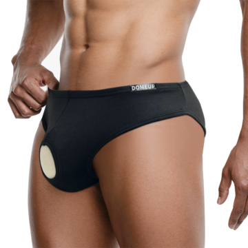 Men's Underwear with U-Pouch Design Open Front & Back Briefs Black