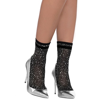 Lurex anklets Black/Silver one size