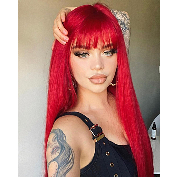 Wig with Bangs Red 