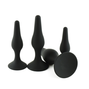 Silicone Anal Plug Set Black 4pcs