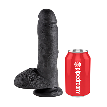 King Cock Cock with Balls Black 8in