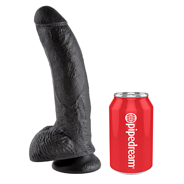 King Cock Cock with Balls Black 9in