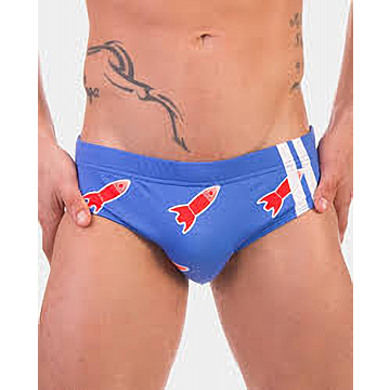 Space Rocket Swim Brief Blue