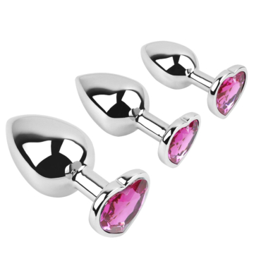Anal Plug 3pcs/set Heart Pink S/M/L