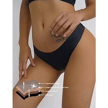 Black Seamless Ice Silk 4 Layers Leak-Proof Period Thong