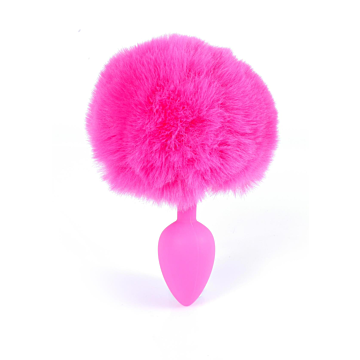 Butt Plug Silicon Bunny Tail - Pink Pom Pom