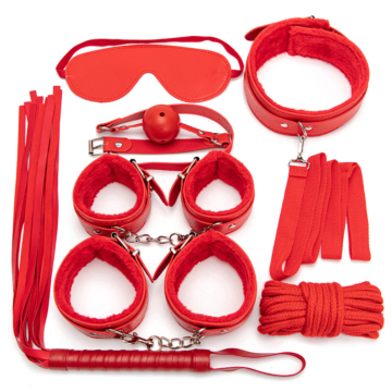 Deluxe Plush Restraint Kit – 7 Pieces Red