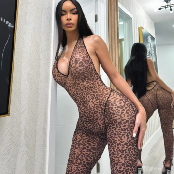 Leopard Printed Sexy V-Neck Backless Jumpsuits