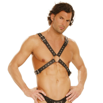 Fetish-Inspired Leather Harness with Studded Finish