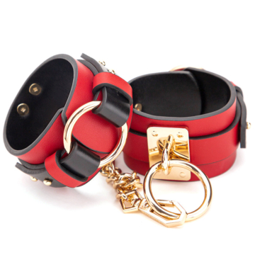 Golden Chain Cuffs Hand Cuffs Red