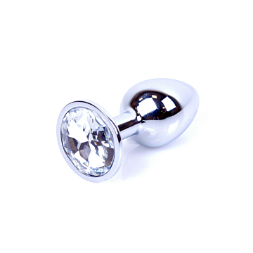 Jewellery Silver Butt Plug 7 cm - Clear - Classic Anal Plug - Aluminium