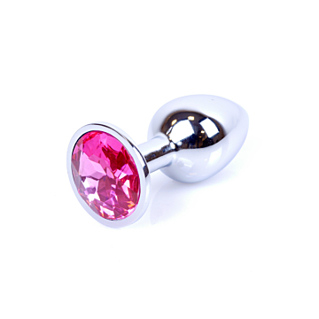 Jewellery Silver Butt Plug 7 cm - Pink - Classic Anal Plug - Aluminium