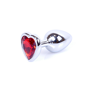 Jewellery Silver Butt Plug Heart - Red S