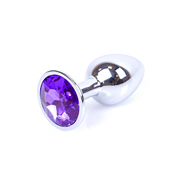 Jewellery Silver Butt Plug 7 cm - Purple - Classic Anal Plug - Aluminium