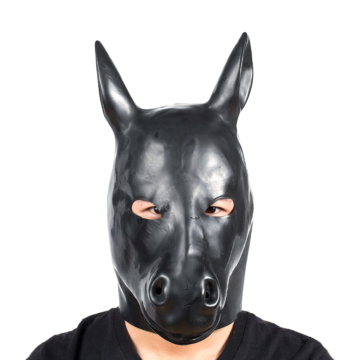 Latex Mask Horse Hood Black