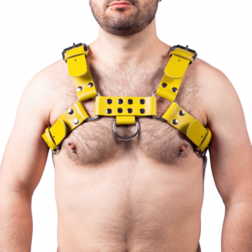 Leather Harness Buckle Yellow - Taille