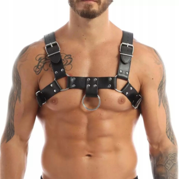 Leather Body Male Harness Chest Black