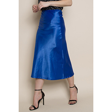 Floral Bias Satin Midi Skirt