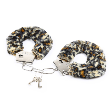 Metal Furry Handcuffs Leopard