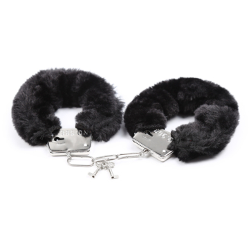 Metal Furry Handcuffs Black