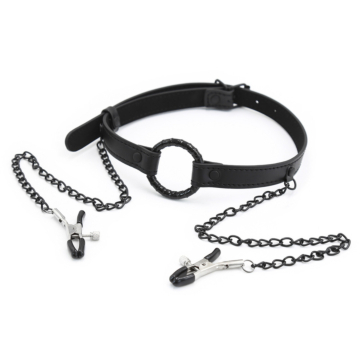 Mouth Open Gag With Nipple Clamps