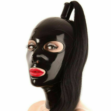 Ponytail Bondage Mask - Hood Black