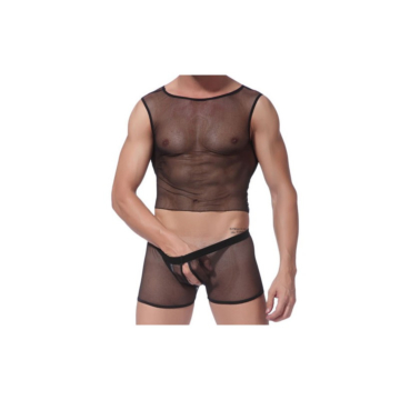 Mesh Erotic Set - Tank Top for Men with Genital Opening