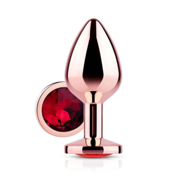 Rose Gold Anal Plug – Red Crystal Jewel Small