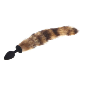 Silicone Butt Plug With Fox Tail Black 