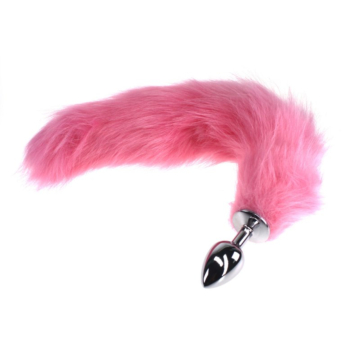 Stainless Steel Anal Plug – Fox Tail Pink Edition S