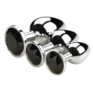 Stainless Steel Butt Plug Plug Silver Diamond Black S