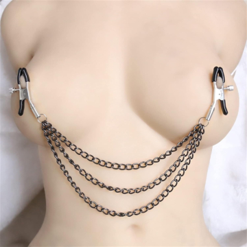 Three Chain Nipple Clamp Black