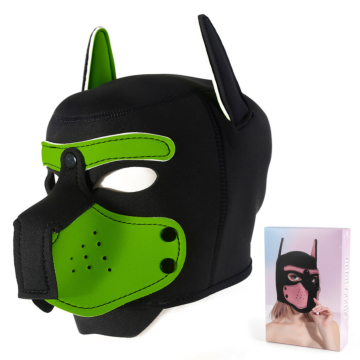 Unisex Full Face Pup Neoprene Hood Green