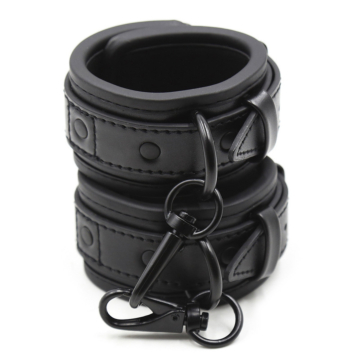 Vegan Leather Handcuffs Black